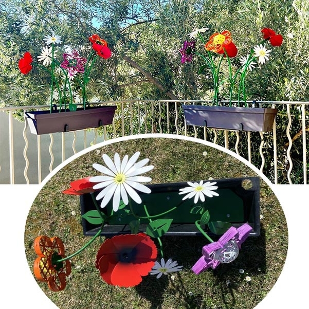 Décor JARDINIERE 7 FLEURS 3D 80 cm