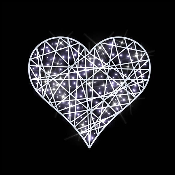 Décor COEUR 2D 50cm en fibre de verre Led Fixe