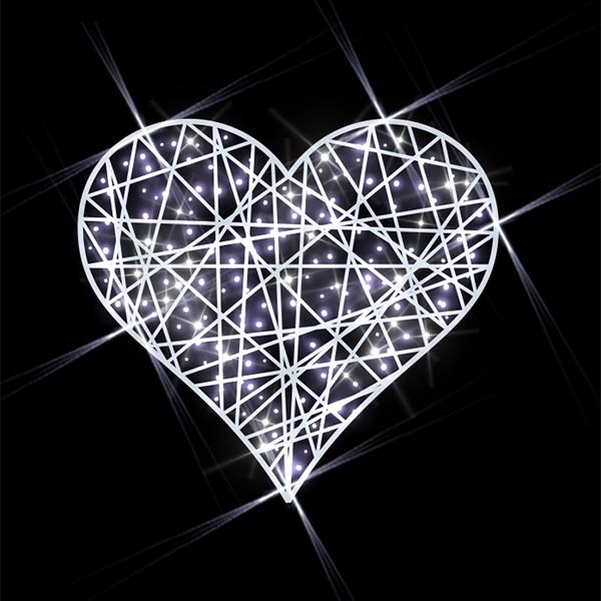 Décor COEUR 2D 50 cm en fibre de verre   Led Pétillante