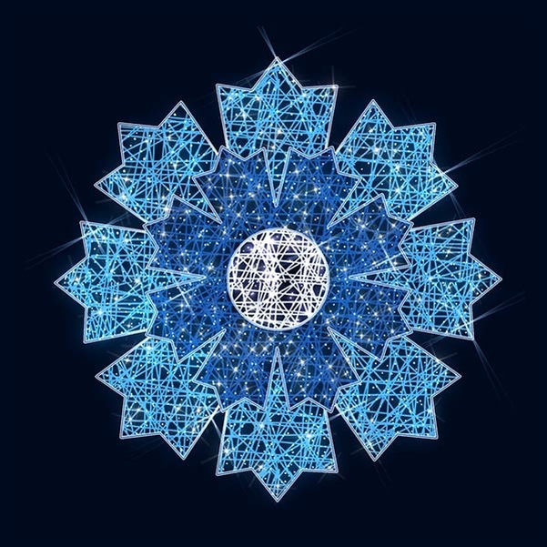 Décor BLEUET DE FRANCE 2D Diam.70 cm en fibre de verre Led PETILLANT
