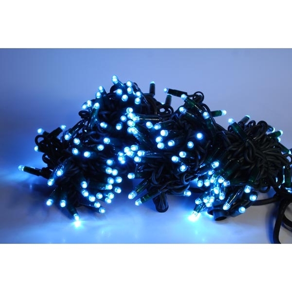 Guirlande LED 230V blanc métal - L.20m câble vert