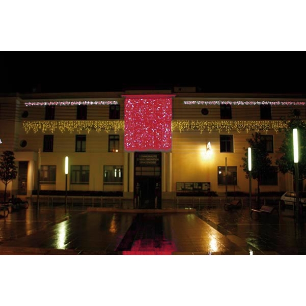 Frise stalactites L.4m 200 LED rouges-blanches 230V - Gamme pétillante
