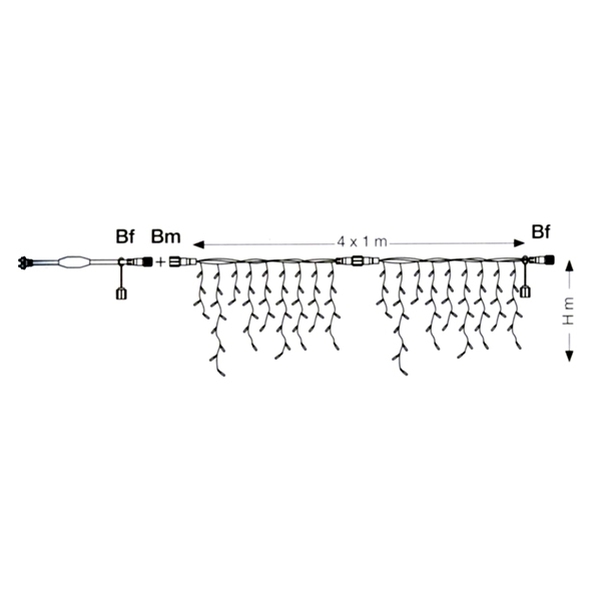 Frise stalactites L.4m 200 LED rouges-blanches 230V - Gamme pétillante - Vignette 3