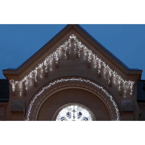 Frise stalactites géantes L.4m 300 LED bleu-blanc - 230V - Gamme pétillante