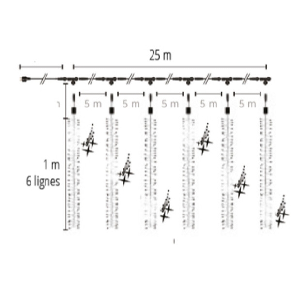 Kit rideau de 6 boas effet comète LED L.25m - Vignette 2
