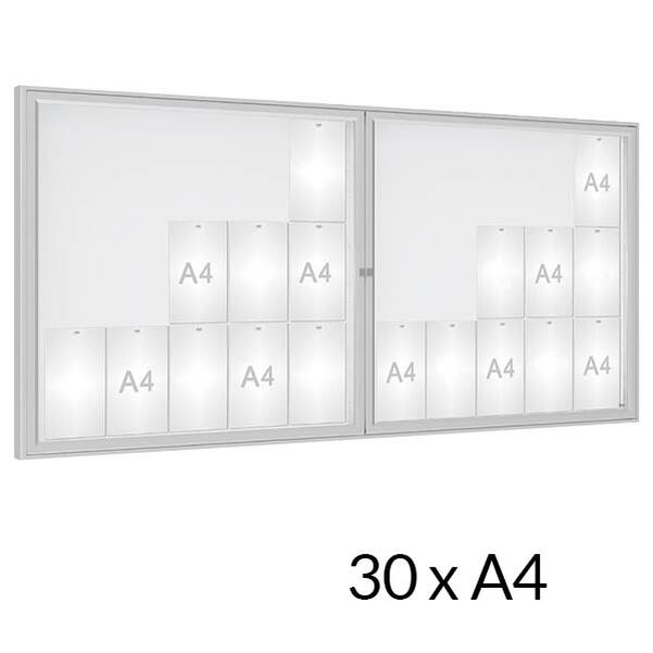 Vitrine d'affichage extérieur DIO 75 pour 30 A4 - 2 portes
