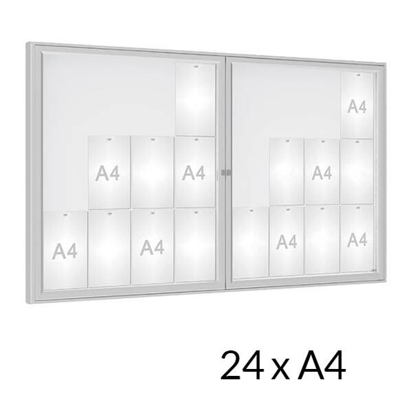 Vitrine d'affichage extérieur DIO 75 pour 24 A4 - 2 portes