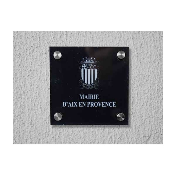 Plaque horaires gravée en plexiglas 30x30cm