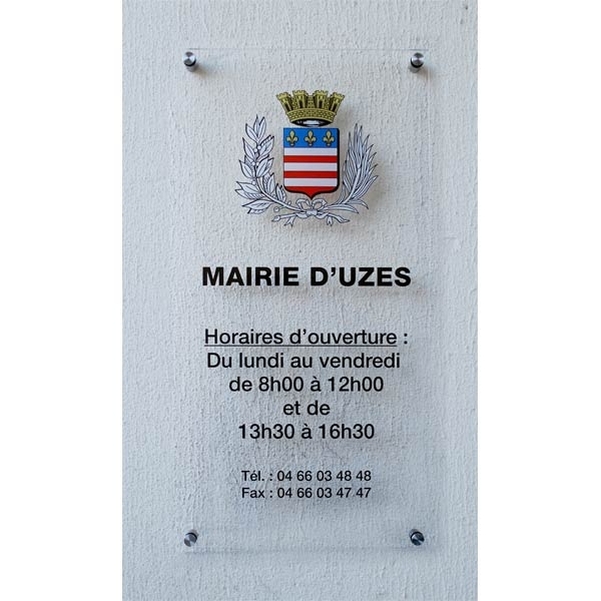 Plaque horaires en plexiglas avec impression 60x30cm