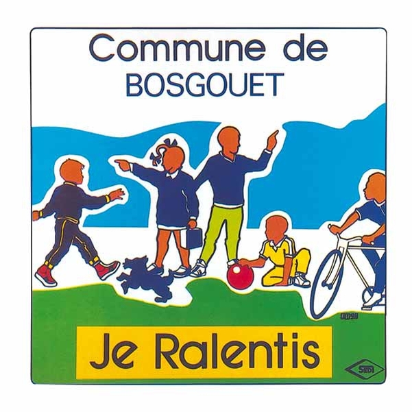 Panneau " Je Ralentis " 650x650mm avec brides de fixation