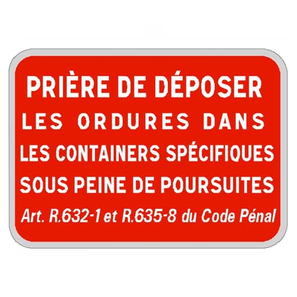 Panneau Dépôt d'ordures