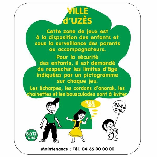 Panneau de consignes pour Aire de jeux