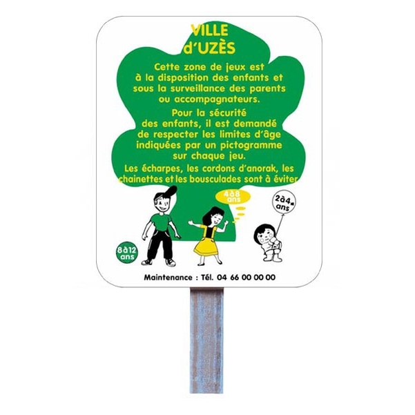 Panneau de consignes pour Aire de jeux avec poteau