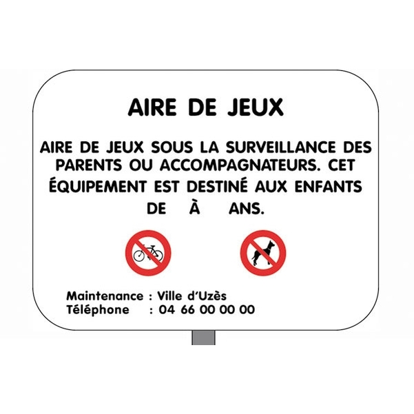 Panneau Aire de jeux 60x40cm avec poteau