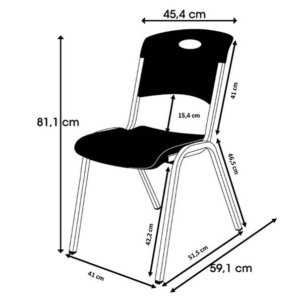 Chaise Lifetime Empilable Noire - Vignette 4