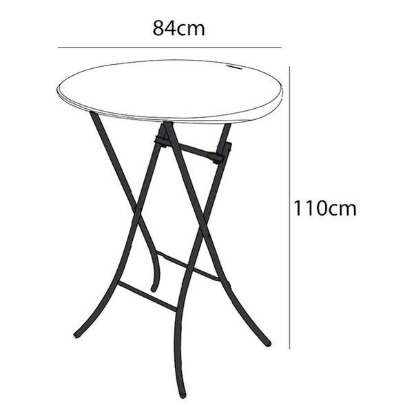 Lot 10 Tables Pliantes Mange-Debout LIFETIME NOIRES - Diam.84 cm (2 à 4 pers.) + 10 Nappes - Vignette 2