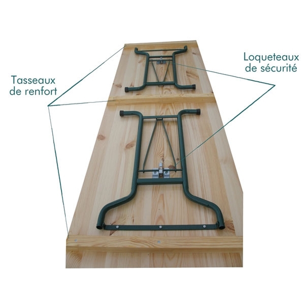 Table brasserie Fête - 220x70 cm - Piétement tubulaire - Vignette 2
