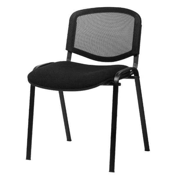 Chaise Cluny finition tissu M1 avec dossier résille noir