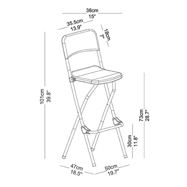 Tabouret haut pliant en HDPA Noir - Vignette 3