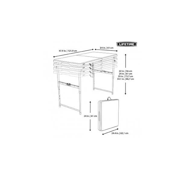 Table Lifetime Valise pour enfants Réglable en hauteur - 122x61 cm - Vignette 4