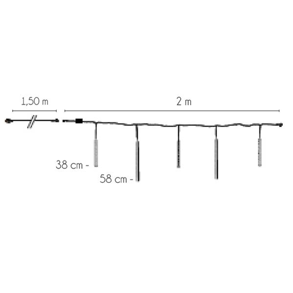 Rideau de 5 Avalanches LED H.38/58 cm