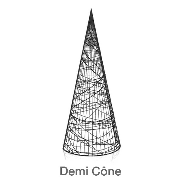 Demi-cône 3D lumineux en fibre de verre blanc H.180cm
