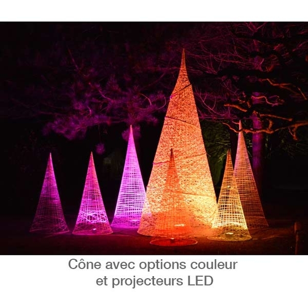 Cône effilé 3D en fibre de verre blanc H.120cm - Vignette 3
