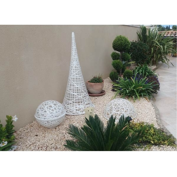Cône effilé 3D en fibre de verre blanc H.120cm - Vignette 4