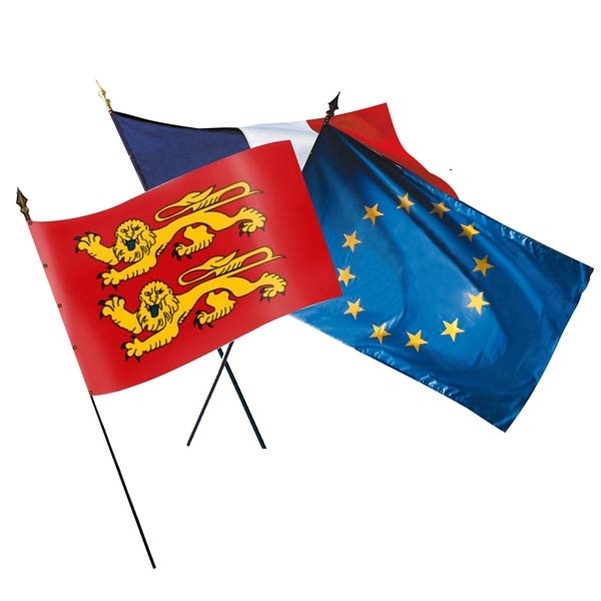 Drapeaux Français Européen et Normandie 60x90cm - Lot de 3