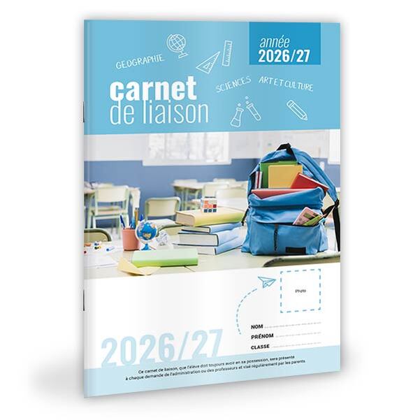 Carnet de liaison personnalisé Cartable avec mot du Maire