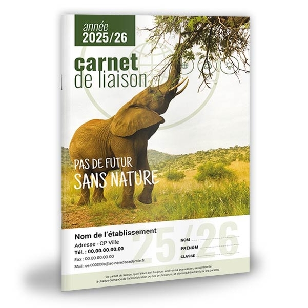 Carnet de liaison personnalisé Eléphant avec mot du Directeur
