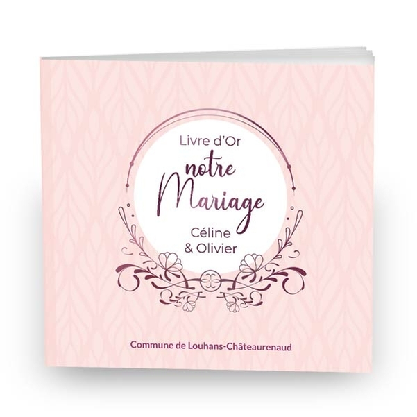 Livre d'or mariage Camélia rose personnalisé