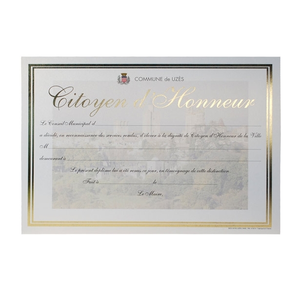 Diplôme de citoyen d'honneur Design Paper personnalisé - Vignette 2