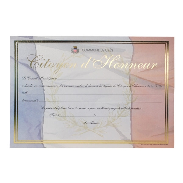 Diplôme de citoyen d'honneur Design Paper personnalisé - Vignette 3