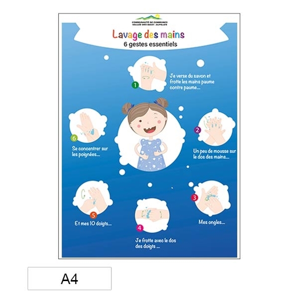 Panneau Lavage des mains - PVC A4 - Personnalisable