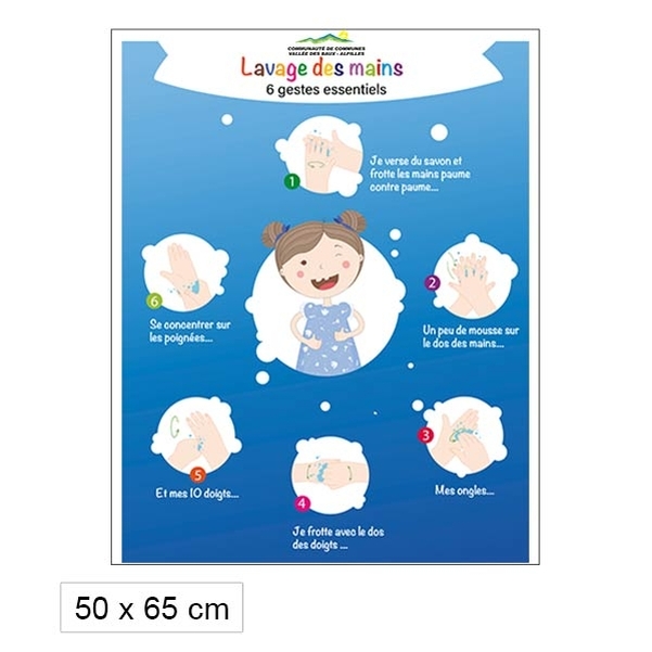 Panneau Lavage des mains - PVC 50X65 cm - Personnalisable
