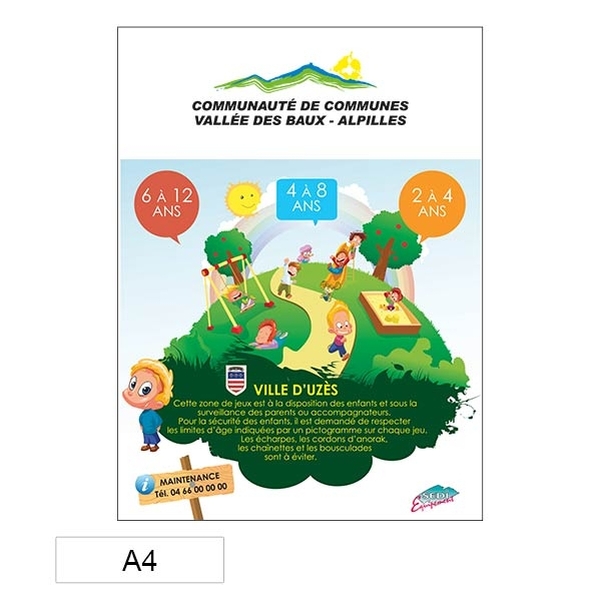 Panneau Consignes Aire de jeux - PVC Laminé A4 - Personnalisable