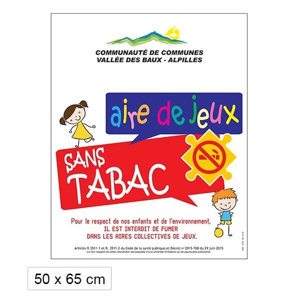 Panneau Aire de jeux sans tabac (version puzzle) - PVC Laminé  50x65 cm - Personnalisable