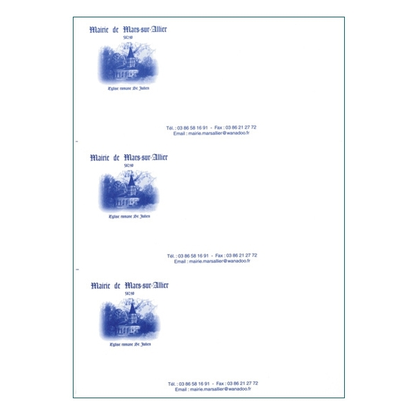 Cartes de correspondance prédécoupées sur planche A4 - Impression une couleur