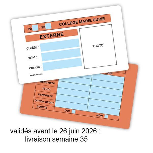 Carte PVC 86 x 54 mm personnalisée - livraison semaine 35