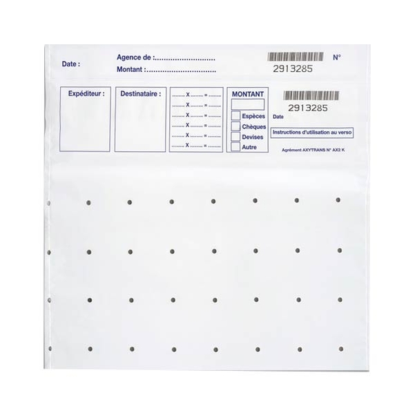 Lot de 25 sachets de sécurité pour billets