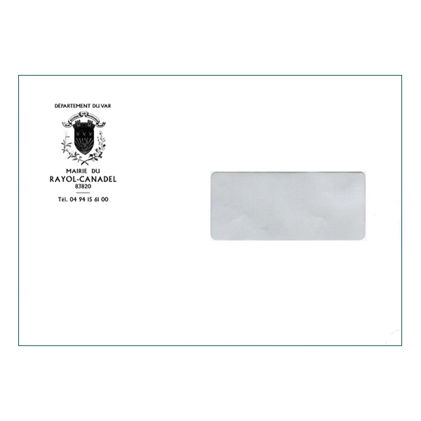 500 Enveloppes C5 (16,2 x 22,9 cm) à fenetre 4,5 cm - Velin Blanc 90g - Impression RECTO 1 couleur