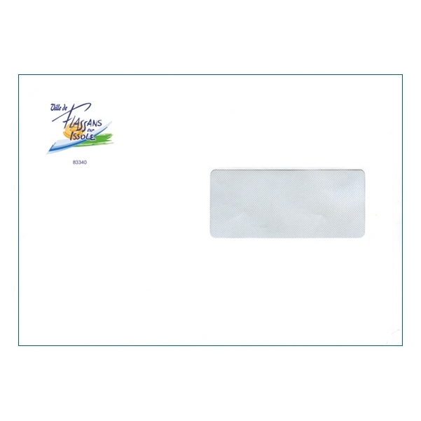 500 Enveloppes C5 (16,2 x 22,9 cm) à fenetre 4,5 cm - Velin Blanc 90g -  Impression RECTO Quadri