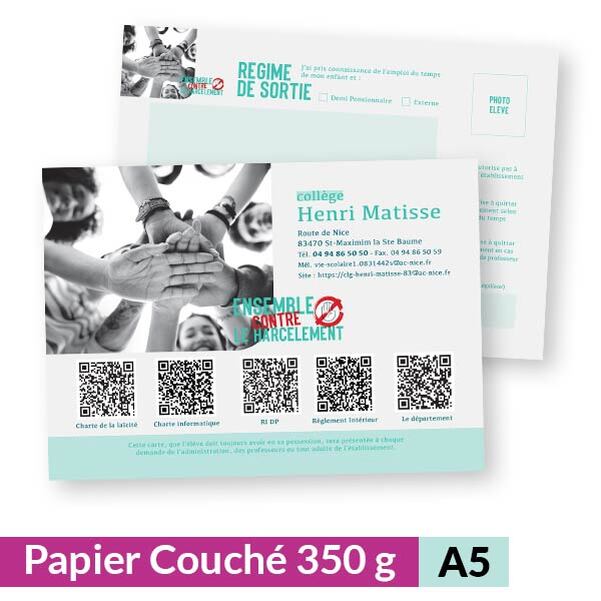 Carte Papier Couché A5 - 350g
