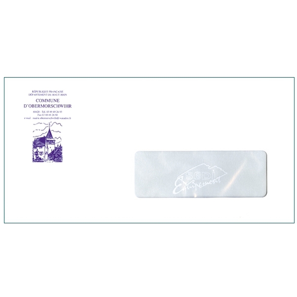 500 Enveloppes DL (11 x 22 cm) à fenetre 3,5 cm - Velin Blanc 80g - Impression RECTO 1 couleur