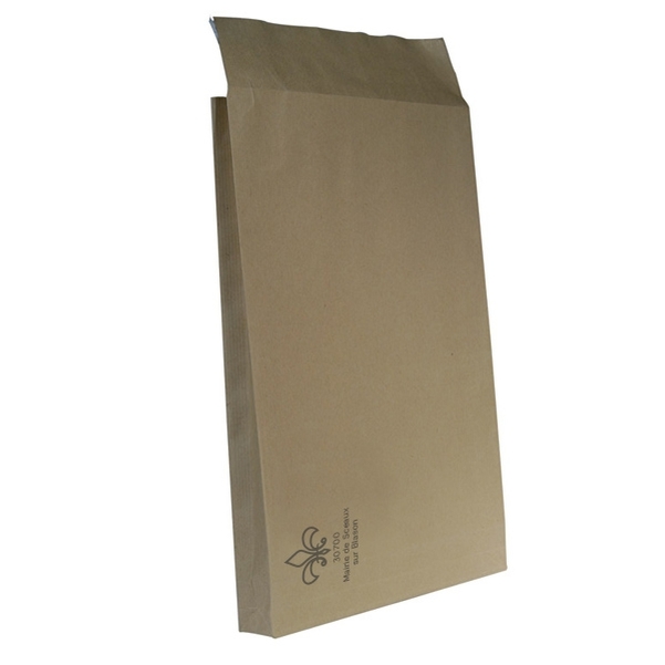 Sacs B4 kraft à soufflet armé 130g - Impression noire ou bleue