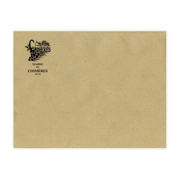 250 Sacs C4 (22,9 x 32,4 cm) - Kraft Brun Recyclé 90g sans fenêtre - Impression 1 couleur