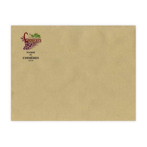 250 Sacs C4 (22,9 x 32,4 cm) - Kraft Brun Recyclé 90g sans fenêtre - Impression Quadri