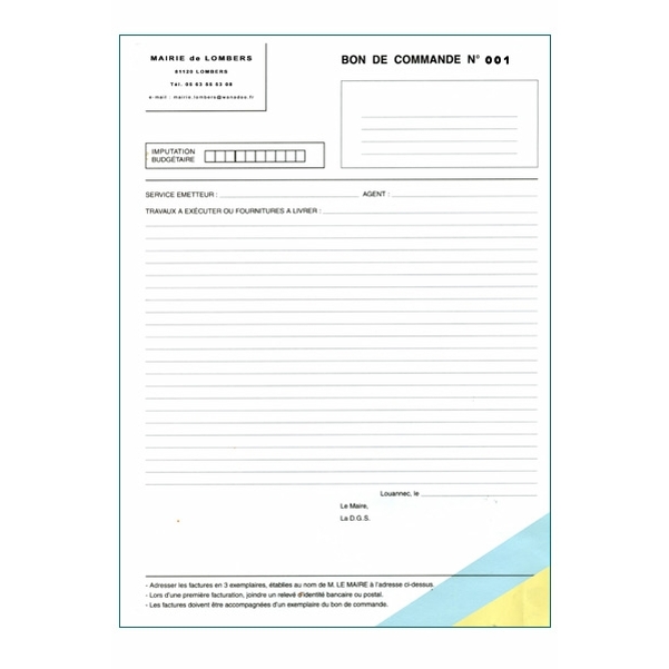 Carnets personnalisés de 50 bons autocopiants 3 feuillets numérotés - 210x297 mm