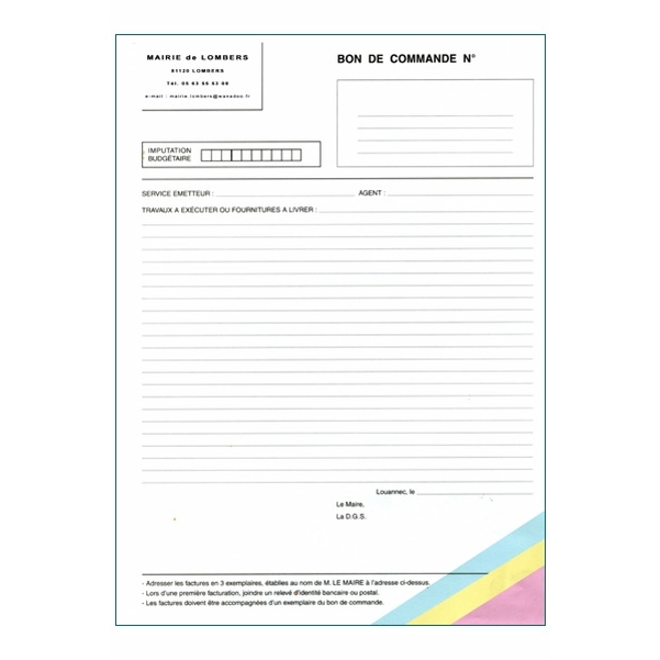 Carnets personnalisés de 25 bons autocopiants 4 feuillets non numérotés - 210x297 mm